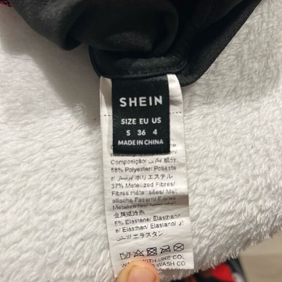 SHEIN Draped Neck Glitter Bodycon Dress - Picture 3 of 3